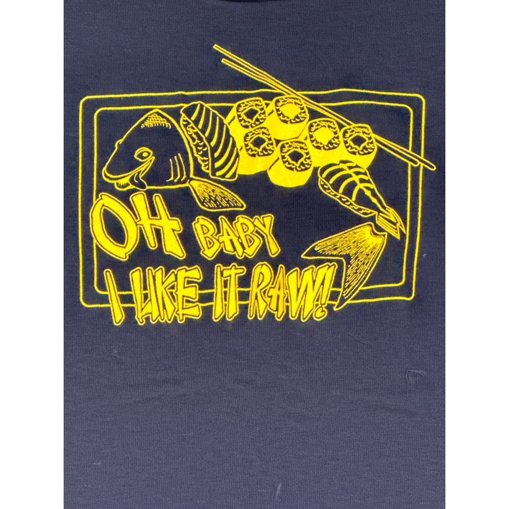 American Apparel Shirt Youth Medium Oh Baby I Like Is Raw Sushi Graphic Tee